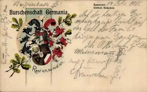 Studentika Ak Hannover, Burschenschaft Germania, Tierärztliche Hochschule, Wappen, RSC
