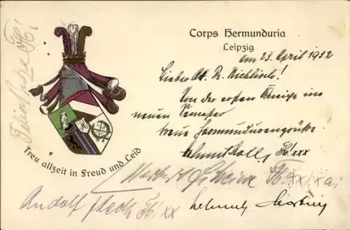 Studentika Ak Leipzig, Corps Hermunduria, Wappen, RSC Rudolstädter Senioren Convent