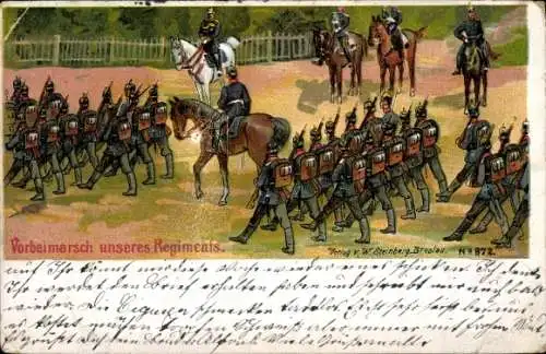 Künstler Litho Vorbeimarsch unseres Regiments