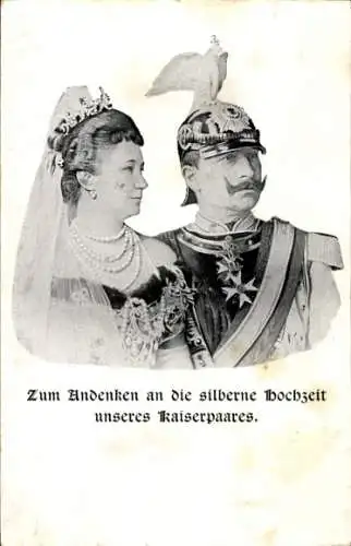 Ak Kaiser Wilhelm II, Kaiserin Auguste Victoria, Andenken an die silberne Hochzeit