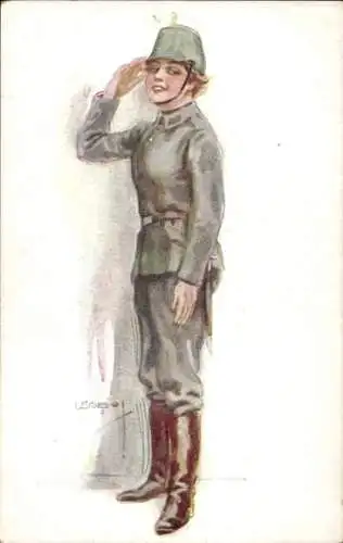 Künstler Ak Junge Frau in Uniform, Portrait