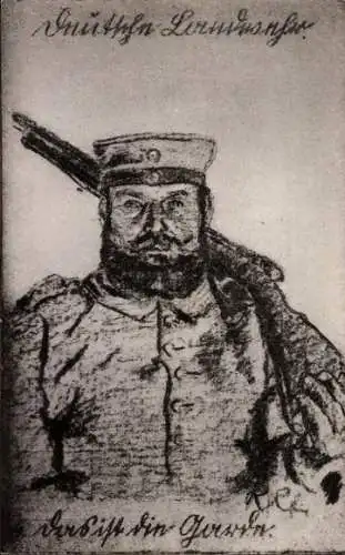 Künstler Ak Deutscher Soldat mit Gewehr, Garde