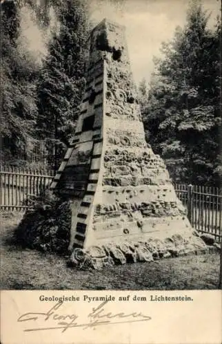 Ak Honau Lichtenstein in Württemberg, Geologische Pyramide auf dem Lichtenstein