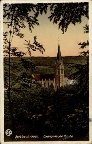 Ak Sulzbach im Saarland, Evangelische Kirche