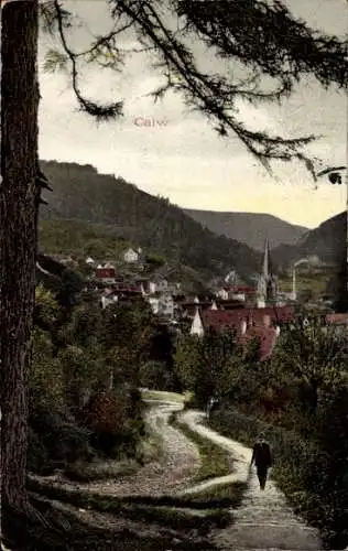 Ak Calw im Schwarzwald, Durchblick zum Ort