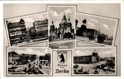 Ak Berlin Mitte, Unter den Linden, Schloss, Dom, Potsdamer Platz