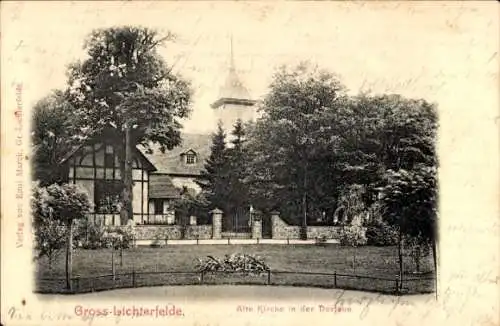 Ak Berlin Steglitz Groß Lichterfelde, Alte Kirche, Dorfaue