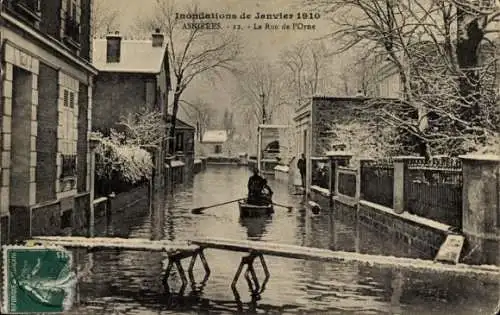 Ak Asnières sur Seine Hauts-de-Seine, Rue de l'Orne, Inondations Janvier 1910