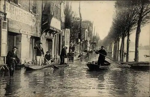 Ak Asnières sur Seine Hauts-de-Seine, Inondations Janvier 1910, Quai