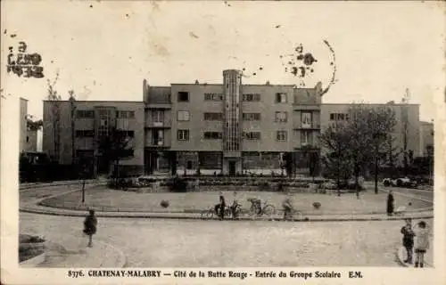 Ak Châtenay Malabry Hauts de Seine, Cite de la Butte Rouge, Entree du Groupe Scolaire