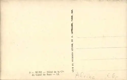 Ak Suez Ägypten, Office of Suez Canal Compagnie, Straßenpartie, Fassade