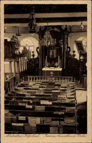 Ak Nordseebad Helgoland, Innere Ansicht von der Kirche, Altar