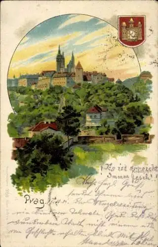 Litho Praha Prag Tschechien, Hradčany, Hradschin, Wappen