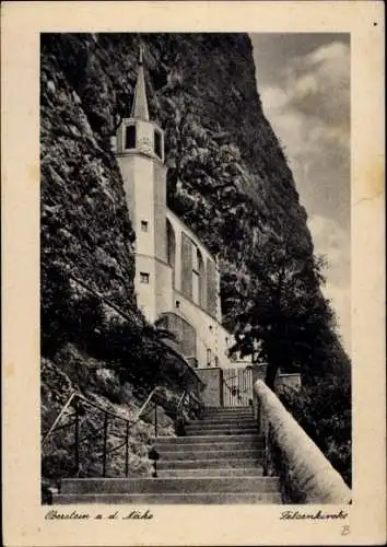 Ak Idar Oberstein an der Nahe, Blick von der Treppe auf die Felsenkirche