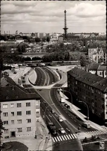 Ak Berlin Charlottenburg Westend, Stadtautobahn, Halenseestraße, Funkturm