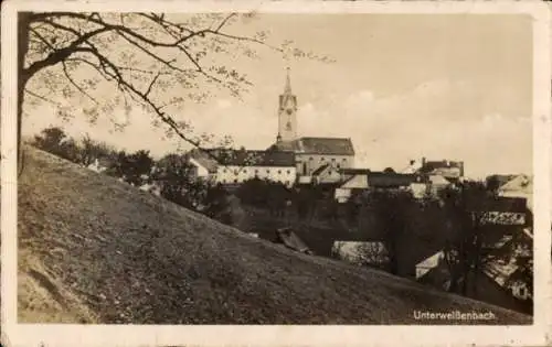 Ak Unterweißenbach Selb im Fichtelgebirge Oberfranken, Teilansicht, Kirche