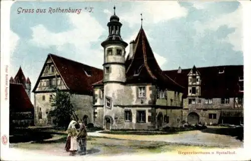 Ak Rothenburg ob der Tauber Mittelfranken, Hegereiterhaus u. Spitalhof