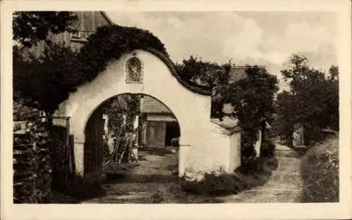 Ak Oberlausitz Panschwitz Kuckau, Blick auf das Altwendisches Hoftor, Wegpartie
