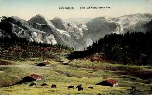 Ak Berchtesgaden in Oberbayern, Panorama, Gotzenalpe, Blick auf Übergossene Alm