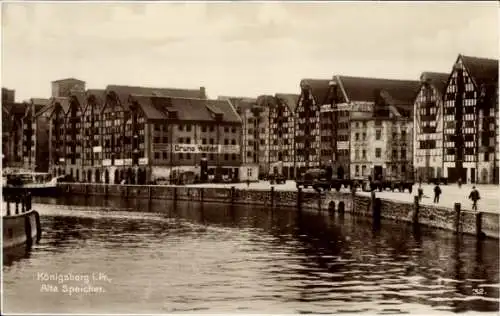 Ak Kaliningrad Königsberg Ostpreußen, Hafen, Alte Speicher, Geschäftshaus Bruno Kohlfahrt