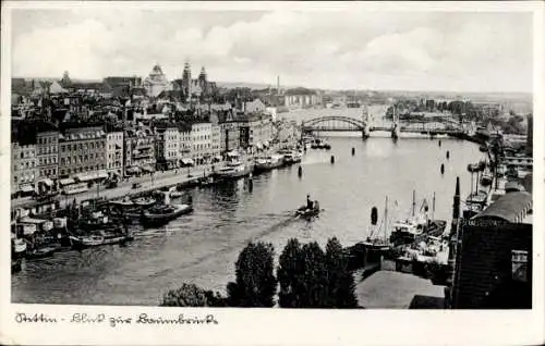 Ak Szczecin Stettin Pommern, Blick zur Baumbrücke