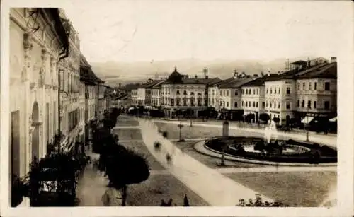 Ak Banská Bystrica Besztercebánya Neusohl Slowakei, Schöne Stadtszene, Brunnen, historische Ge...