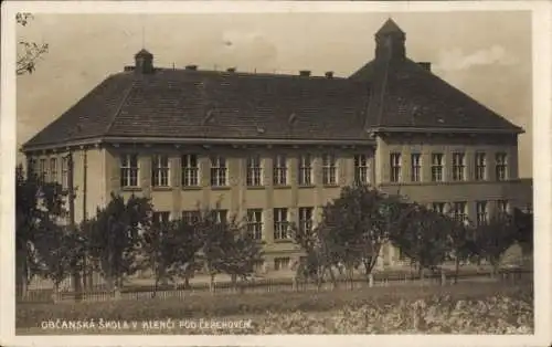 Ak Klenčí pod Čerchovem Kleneč Klentsch Reg. Pilsen, Obcanska Skola