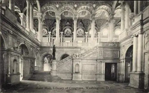 Ak Washington DC USA, Haupthalle, Kongressbibliothek