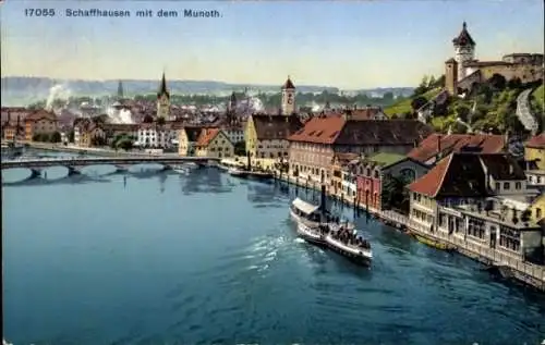 Ak Schaffhausen am Rhein Schweiz, Stadt mit dem Munoth