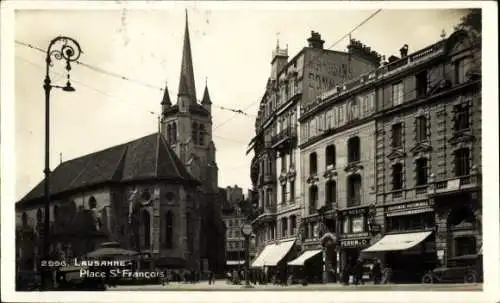 Ak Lausanne Kanton Waadt, Place St François, Kirche