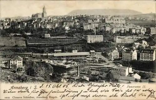 Ak Annaberg Buchholz Erzgebirge, Pöhlberg, Panoramablick auf  historische Gebäude, Stadtlandsc...