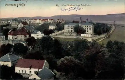 Ak Auerbach im Vogtland, Auerbach Vogtl., Kgl. Lehrer-Seminar vom Schloßfurm, schöne Landschaft