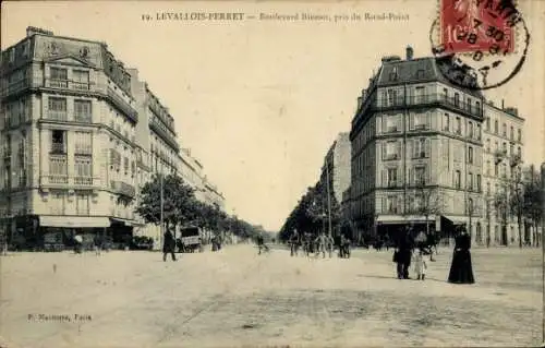 Ak Levallois Perret Hauts de Seine, Boulevard Bineau, Rond Point