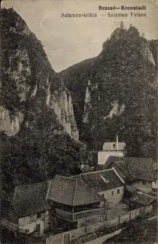 Ak Brașov Brassó Kronstadt Rumänien, Berge, Felsen, Häuser, Landschaft, Schwarz-Weiß-Postkarte