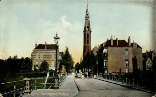 Ak Groningen Niederlande, Oosterpoortenbrug, Brücke