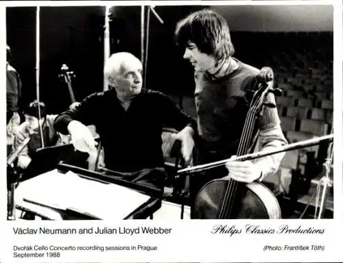 Ak Dirigent Vaclav Neumann und Komponist Julian Lloyd Webber