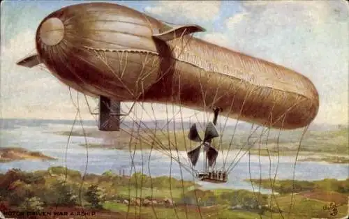 Künstler Ak Britisches Militär-Luftschiff, Zeppelin