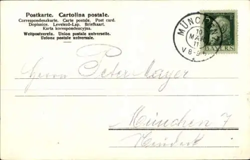 Präge Briefmarken Wappen Ak Löwen, Krone, Bayern