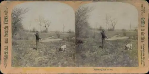 Stereo Foto Jäger mit Hund, Fetching the Game