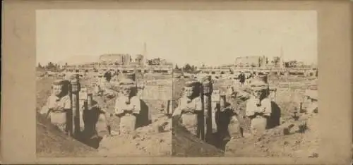 Stereo Foto Theben Ägypten, Les Piliers d'Osiris au temple-palais de Karnak