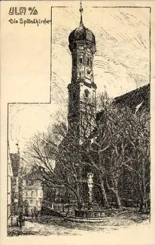 Künstler Ak Ulm an der Donau, Spitalkirche