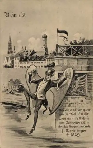 Künstler Ak Ulm an der Donau Baden Württemberg, Der Schneider von Ulm