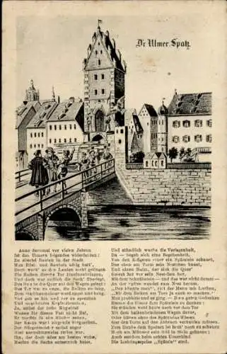 Ak Ulm an der Donau, Geschichte Ulmer Spatz, Brücke