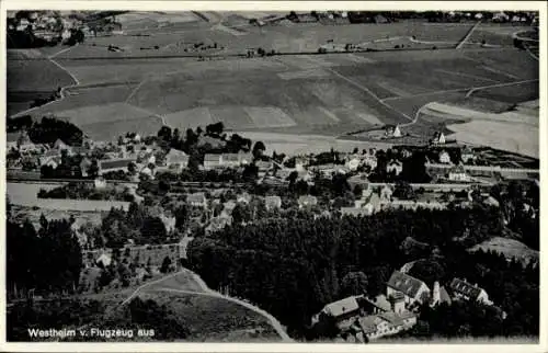 Ak Westheim bei Augsburg Neusäß in Schwaben, Fliegeraufnahme, Gasth. zum Kobel, Inh. J. Strobl