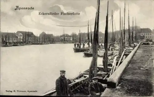 Ak Aabenraa Apenrade Dänemark, Eckernförder Fischerflotte im Hafen