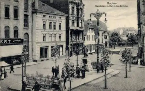 Ak Bochum im Ruhrgebiet, Marktplatz, Kuhhirtendenkmal