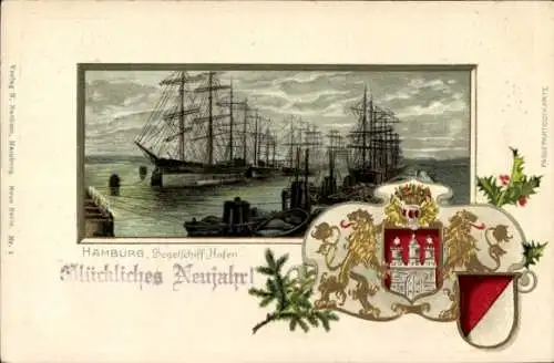 Wappen Litho Hamburg Mitte Altstadt, Partie im Segelschiffhafen