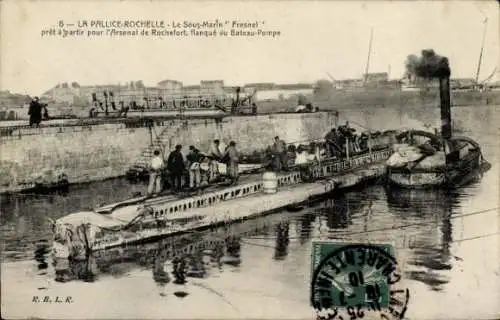 Ak La Pallice Rochelle Charente Maritime, Französisches U-Boot Fresnel