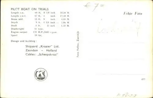 PC Pilot Boat on Trials, Shipyard Kraaier Ltd.