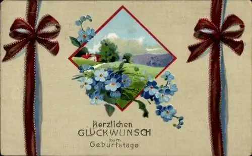 Präge Ak Glückwunsch zum Geburtstag, Blumen